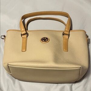 KR Kim Rogers Elegant Beige/Taupe Tote Purse Bag Beautiful Handbag Pockets